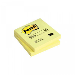 Jegyzettömb öntapadó, 76x76mm, 100lap, 3M 654 Post-It, sárga Öntapadó jegyzettömb 3M