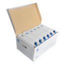 Archiváló konténer karton doboz fedeles 54x36x25cm, felfelé nyíló tetővel Bluering® fehér-kék