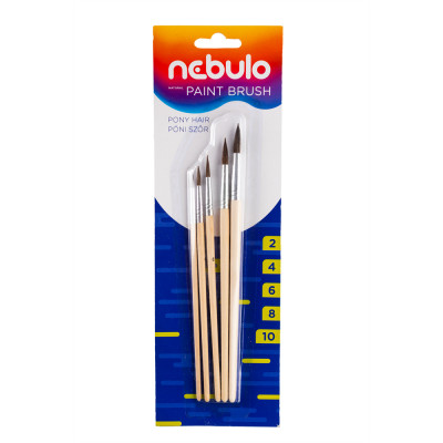 Ecset készlet natúr fa nyéllel 5 db/csomag, Nebulo Ecset készlet natúr fa nyéllel 5 db/csomag, Nebulo