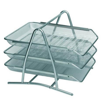 Fémhálós irattálca 3 szintes Bluering® ezüst Fémhálós irattálca 3 szintes Bluering® ezüst
