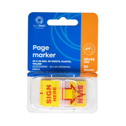 Jelölőcímke 25x45mm, 50lap, műanyag Bluering® aláírás ikon sárga Jelölőcímke Bluering