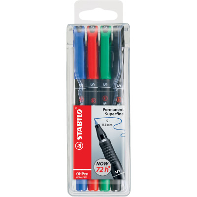 Alkoholos marker készlet 0,4mm, STABILO OHPen S, 4 klf. szín Alkoholos marker készlet 0,4mm, STABILO OHPen S, 4 klf. szín