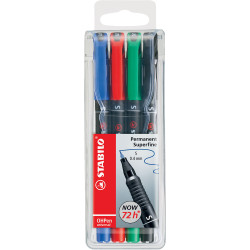 Alkoholos marker készlet 0,4mm, STABILO OHPen S, 4 klf. szín Permanent marker Stabilo