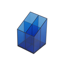 Írószertartó 4 rekeszes négyszögletű műanyag, Bluering® transzparens kék Írószertartó Bluering