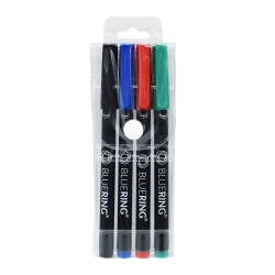 Rostirón, tűfilc alkoholos készlet, 1mm OHP Bluering® M, 4 klf. szín Permanent marker Bluering