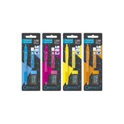Írószer szett Connect, nyomósirón + ironbél 0,5mm, HB + radír, klf. színek, bliszteren Nyomósirón Connect