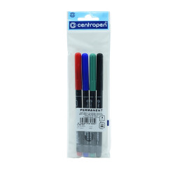 Alkoholos marker készlet, 1mm, kerek hegyű, Centropen 2536, 4 klf. szín Permanent marker Centropen