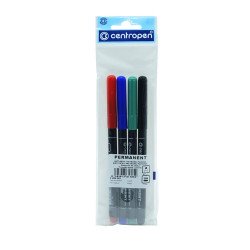 Alkoholos marker készlet, 1mm, kerek hegyű, Centropen 2536, 4 klf. szín Permanent marker Centropen