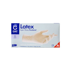 Gumikesztyű latex púderes XL 100 db/doboz GMT Super Gloves fehér