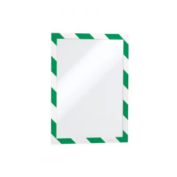 Infókeret A4, öntapadó mágneses záródás 2 db/csomag, Durable Duraframe® Security, zöld/fehér Bemutatótábla, mágneses info keret Durable