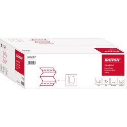 Kéztörlő 2 rétegű Z hajtogatású 160 lap/csomag 25 csomag/karton Classic None Stop M2 Katrin_34528 fehérített Papírtörlők Katrin