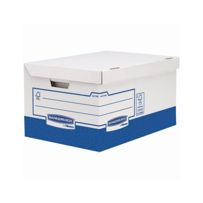 Archiváló konténer, karton, ultra erős, nagy, Fellowes® Bankers Box Basic, 10 db/csomag, kék-fehér Archiváló konténer, karton, ultra erős, nagy, Fellowes® Bankers Box Basic, 10 db/csomag, kék-fehér