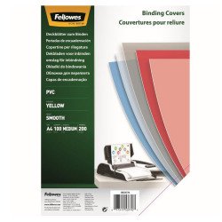 Előlap, A4, 200 mikron, 100 db/csomag, Fellowes® áttetsző sárga Kötészeti kellék Fellowes