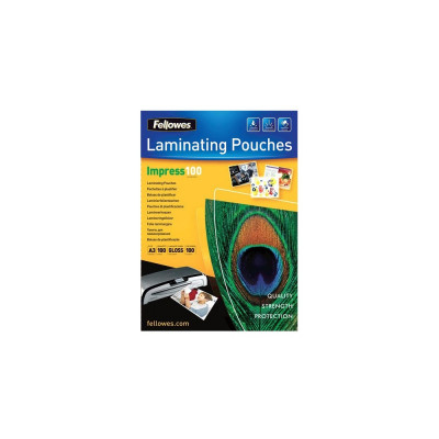 Lamináló fólia, A3, 100 mikron, fényes, 100 db/doboz, Fellowes® Lamináló fólia, A3, 100 mikron, fényes, 100 db/doboz, Fellowes®