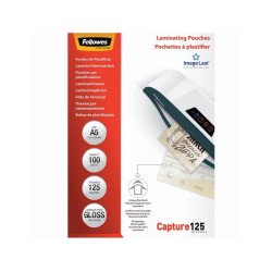 Lamináló fólia, A5, 125 mikron, fényes, 100 db/doboz, Fellowes® Kötészeti kellék Fellowes