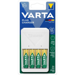 Elemtöltő, akku Plug töltő + 4 db AA 2100 mAH Varta Elem, akkumulátor, töltő Varta
