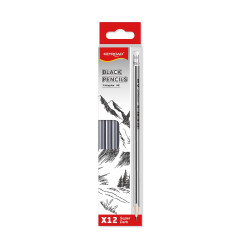 Grafitceruza HB, radíros, háromszögletű 12 db/bliszter Keyroad Black Grafitceruza Keyroad