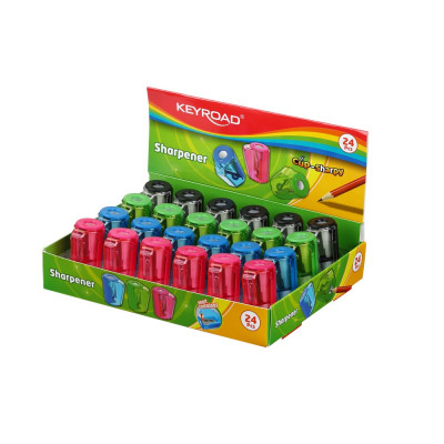 Hegyező 1 lyukú tartályos 24 db/display Keyroad Cup Sharpy vegyes színek Hegyező 1 lyukú tartályos 24 db/display Keyroad Cup Sharpy vegyes színek