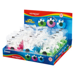 Radír, PVC mentes 24 db/display Keyroad Ufo Spinner vegyes színek Radír Keyroad