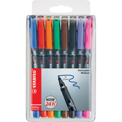 Alkoholos marker készlet 1mm, STABILO OHPen M, 8 klf. szín Permanent marker Stabilo