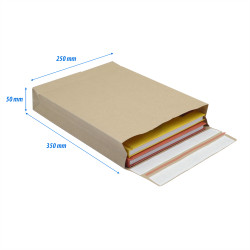 Csomagküldő webshop tasak 250x350x50mm, erős kraft papírból 250 db/doboz, E-green barna Tasak e-Green