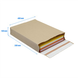 Csomagküldő webshop tasak 400x500x100mm, erős kraft papírból 100 db/doboz, E-green barna Tasak e-Green