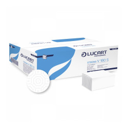 Kéztörlő 2 rétegű V hajtogatású 180 lap/csomag 18 cs/karton Strong Lucart_863061J fehér Papírtörlők Lucart