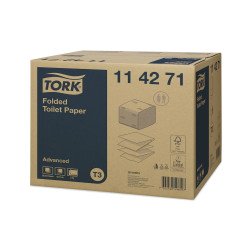 Toalettpapír 2 rétegű hajtogatott 242 lap/csomag 36 csomag/karton T3 Folded Tork_114271 fehér Toalettpapírok TORK