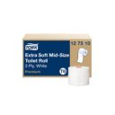 Toalettpapír 3 rétegű tekercses átmérő: 13,2 cm 70m 27 tekercs/karton Premium Extra Soft Mid-Size T6 Tork_127510 fehér