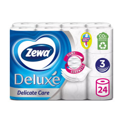 Toalettpapír 3 rétegű kistekercses 100% cellulóz 24 tekercs/csomag Delicate Care Deluxe Zewa hófehér Toalettpapírok Zewa