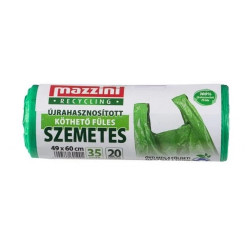 Szemeteszsák köthető füles 35 liter 20 db/tekercs Mazzini zöld Szemeteszsák Mazzini