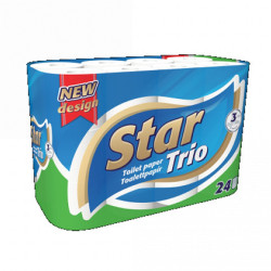 Toalettpapír 3 rétegű kistekercses 24 tekercs/csomag Star Trio fehér Toalettpapírok Star
