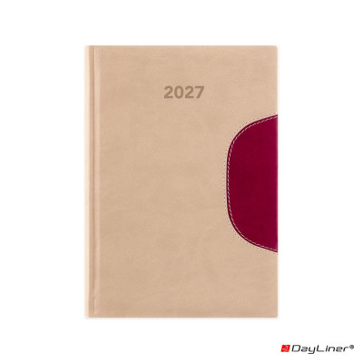 Határidőnapló Memphis B5 heti, fehér lapokkal bézs-padlizsán Dayliner 2027.
