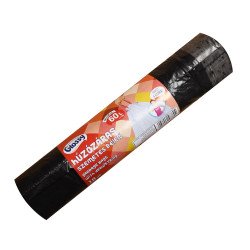 Szemeteszsák önzáró szalaggal 60 liter 58 x 68 cm 10 db/tekercs Glossy fekete Szemeteszsák Glossy