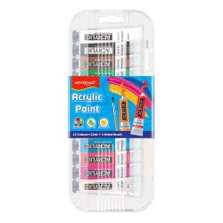Akril festék, 12 x 12 ml, műanyag dobozban, Keyroad, vegyes színek Vízfesték Keyroad