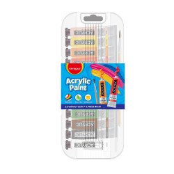 Akril festék, 12 x 12 ml, műanyag dobozban, Keyroad, vegyes színek Vízfesték Keyroad