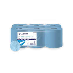 Kéztörlő 2 rétegű tekercses 6 tekercs/karton L-One Mini Strong Blue 350 Lucart_852274A kék Papírtörlők Lucart