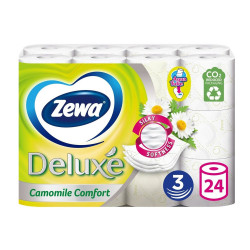 Toalettpapír 3 rétegű kistekercses 100% cellulóz 24 tekercs/csomag Deluxe Zewa Camomile Comfort hófehér Toalettpapírok Zewa