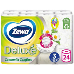 Toalettpapír 3 rétegű kistekercses 100% cellulóz 24 tekercs/csomag Deluxe Zewa Camomile Comfort hófehér Toalettpapírok Zewa