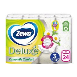Toalettpapír 3 rétegű kistekercses 100% cellulóz 24 tekercs/csomag Deluxe Zewa Camomile Comfort hófehér Toalettpapírok Zewa