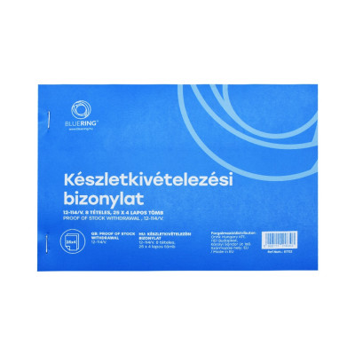 Készletkivételezési bizonylat anyag kivét A5 25x4lapos fekvő 12-114/V. 8 tételes Bluering®