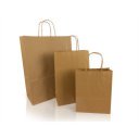 Sodrottfüles papírtáska 185x240mm 80mm talp S méret 250 db/doboz, bordázott barna