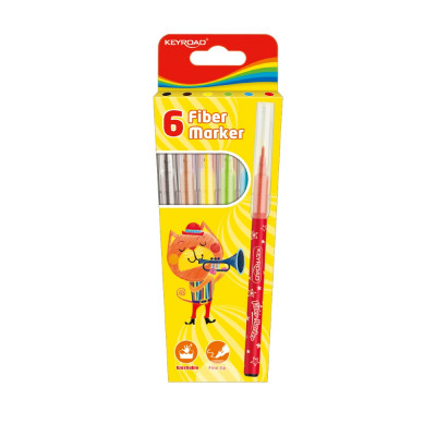 Rostirón, filctoll készlet 2 mm 6 db/bliszter Keyroad vegyes színek Rostirón, filctoll készlet 2 mm 6 db/bliszter Keyroad vegyes színek