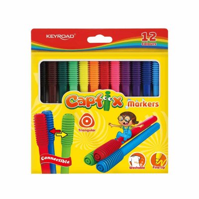 Rostirón, filctoll készlet összekapcsolható fejekkel 12 db/bliszter Keyroad Capfix vegyes színek Rostirón, filctoll készlet összekapcsolható fejekkel 12 db/bliszter Keyroad Capfix vegyes színek