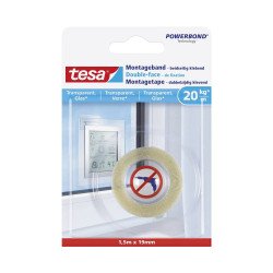 Ragasztószalag kétoldalas, rögzítószalag 19mmX1,5m PowerBOND Tesa átlátszó Ragasztó rögzítőszalag Tesa