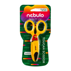 Olló, 12cm, biztonsági, műanyag tukán forma, Nebulo Ollók, kések Nebulo