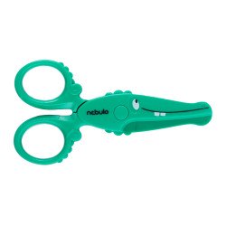Olló, 12cm, biztonsági, műanyag krokodil forma, Nebulo Ollók, kések Nebulo