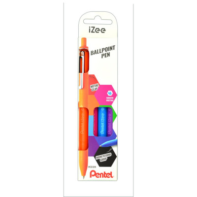 Golyóstoll nyomógombos 0,35mm, Pentel iZee 4 db-os kék,pink,lila,narancs Golyóstoll nyomógombos 0,35mm, Pentel iZee 4 db-os kék,pink,lila,narancs