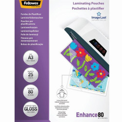 Lamináló fólia, A3, 80 mikron, fényes, 25 db/doboz, Fellowes® Kötészeti kellék Fellowes
