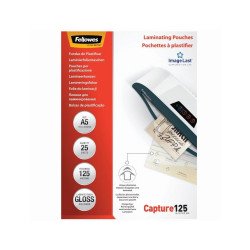 Lamináló fólia, A5, 125 mikron, fényes, 25 db/doboz, Fellowes® Kötészeti kellék Fellowes